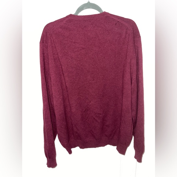 Club Room 100% Fine Cashmere Maroon V Neck Sweater - Picture 3 of 6